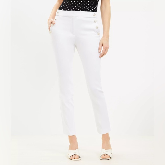 OFFERS OPEN LOFT women white pants size 4 Sutton Skinny Sailor Pants size 4 NWT - Picture 8 of 8